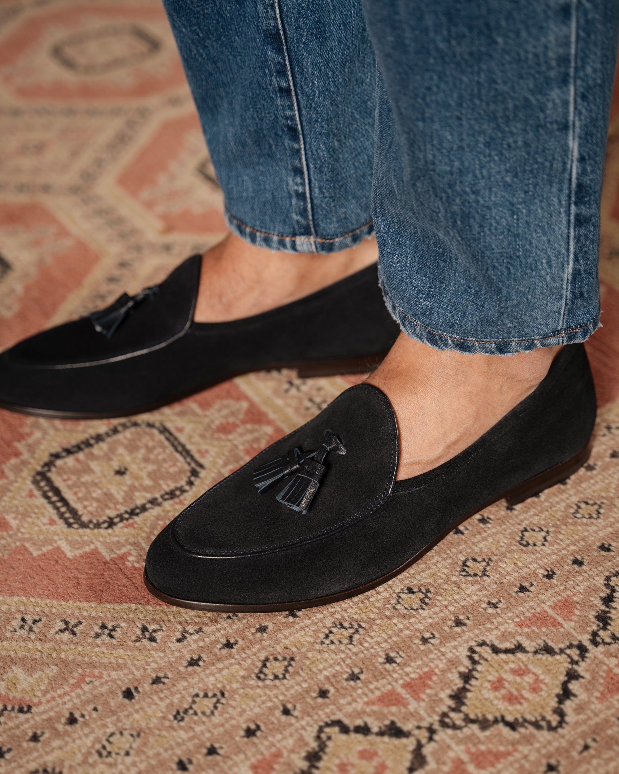 Vellano Bellagio Black Suede Loafers