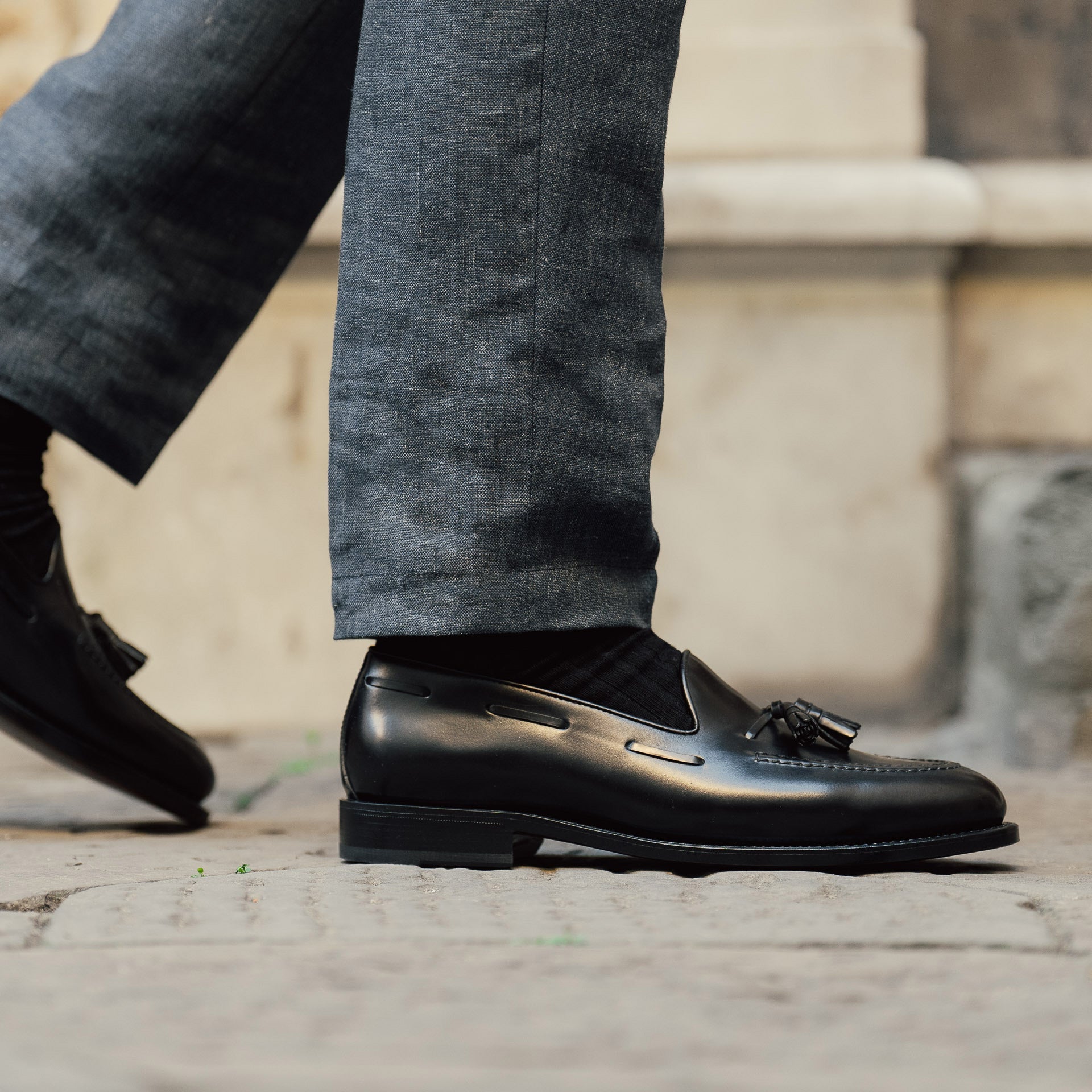 Vellano Halverton Black Cordovan Tassel Loafers