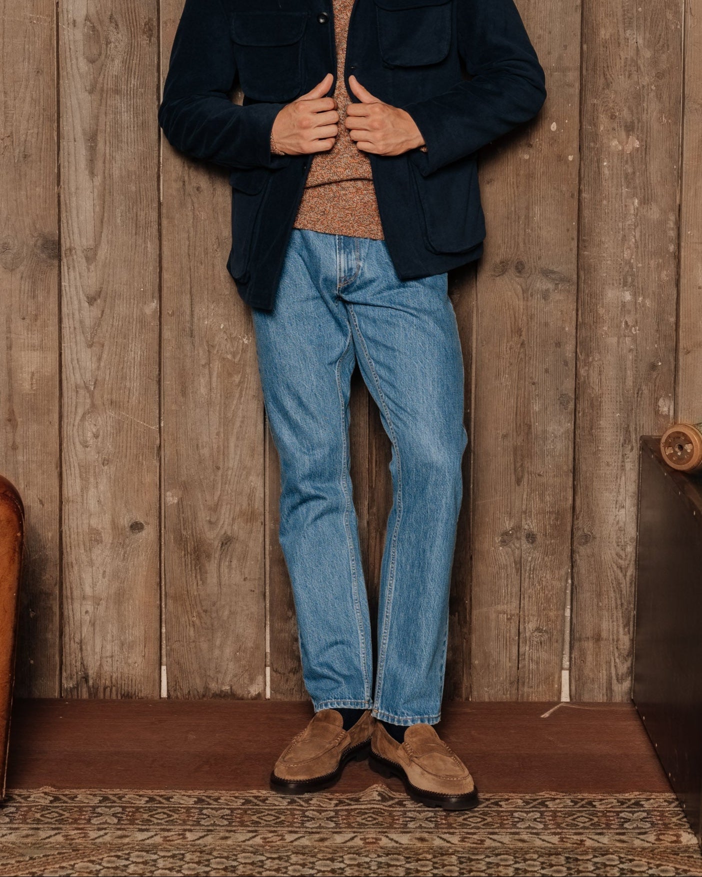 Vellano Stonewyld Suede Penny Loafers Tobacco Brown