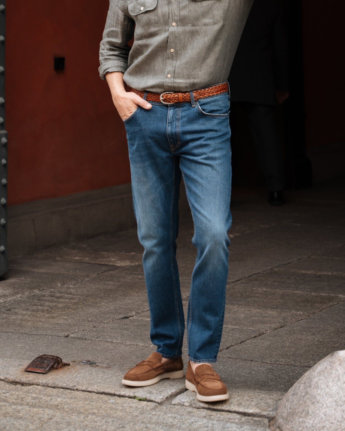 Vellano Ashmere Suede Loafers in Tobacco Brown