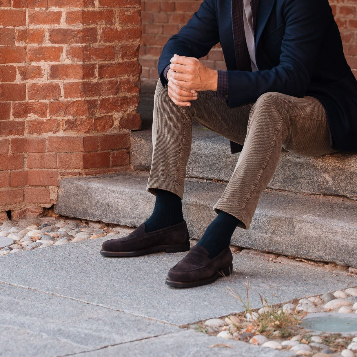 Vellano Harrowmere Greased Suede Penny Loafers