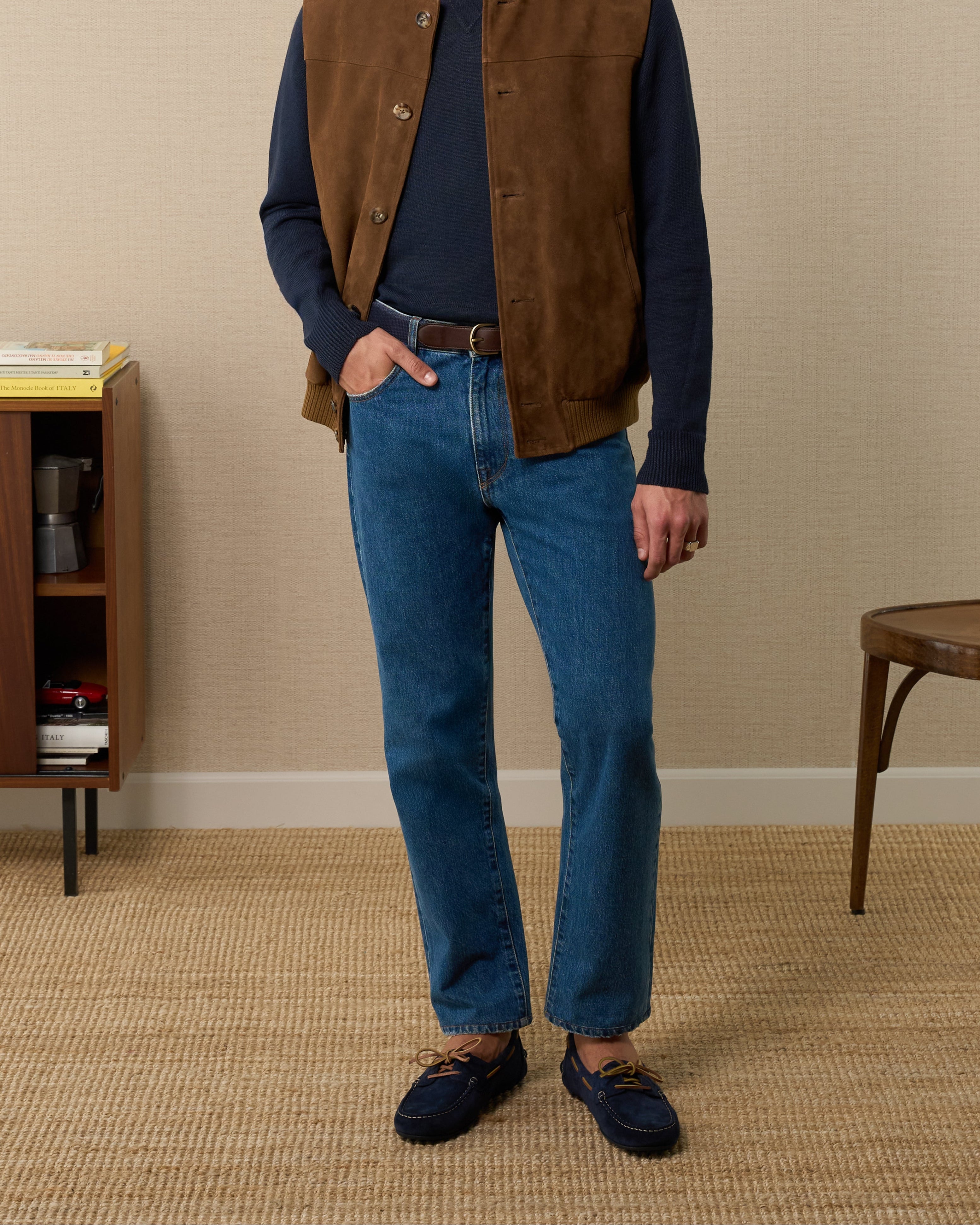 Vellano Branlow Suede Driving Moccasins in Blue