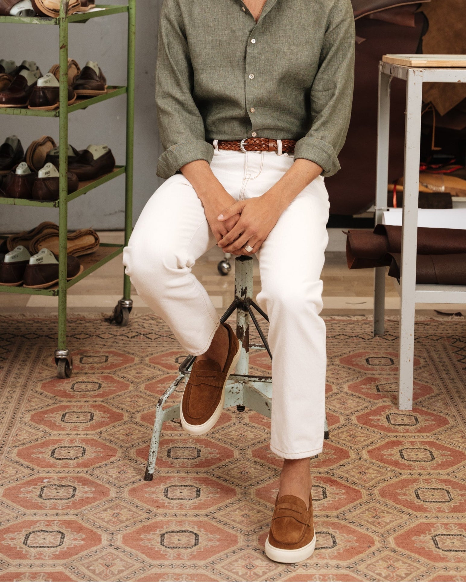Vellano Marlewyn Suede Loafers in Tobacco Brown