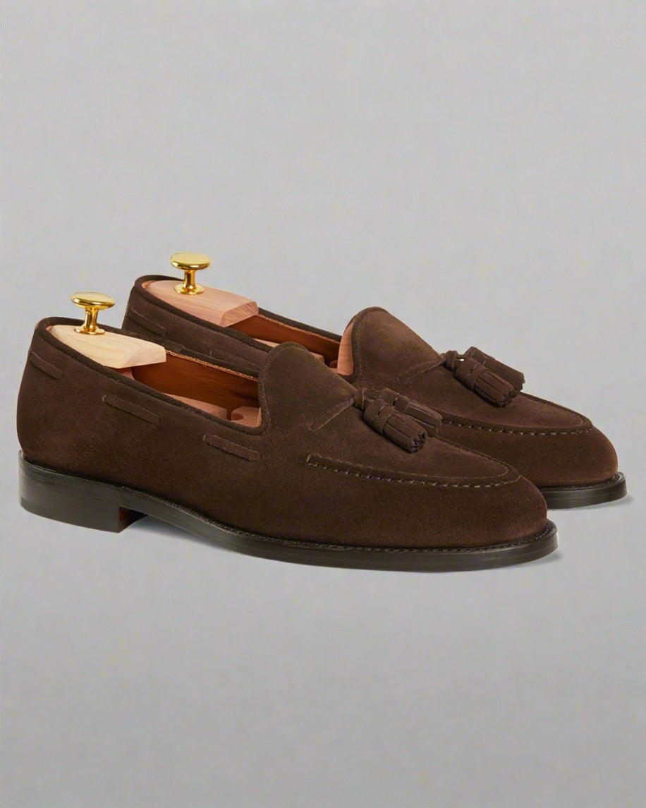 Vellano Halverton Dark Brown Suede Tassel Loafers