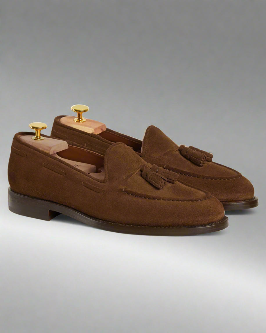 Vellano Halverton Tobacco Brown Suede Tassel Loafers