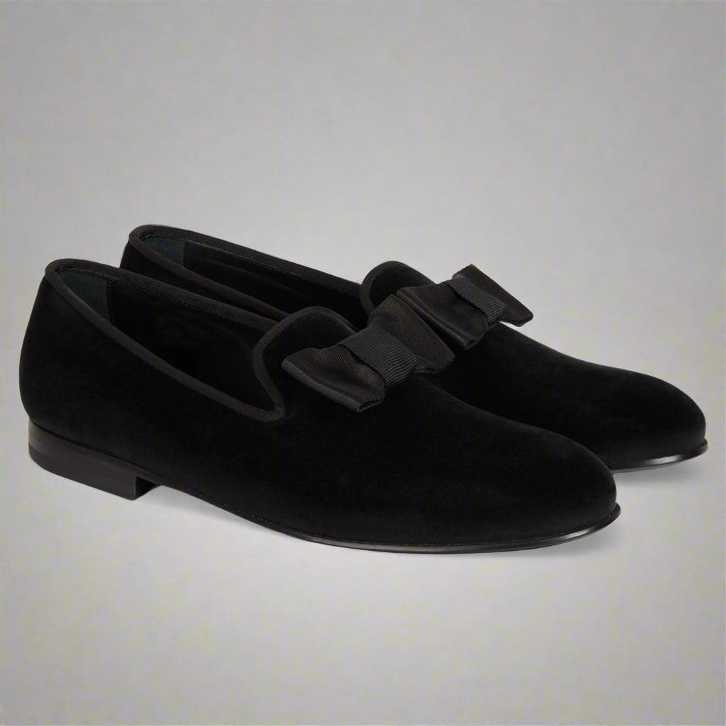 Vellano Merivale Black Velvet Belgian Loafers