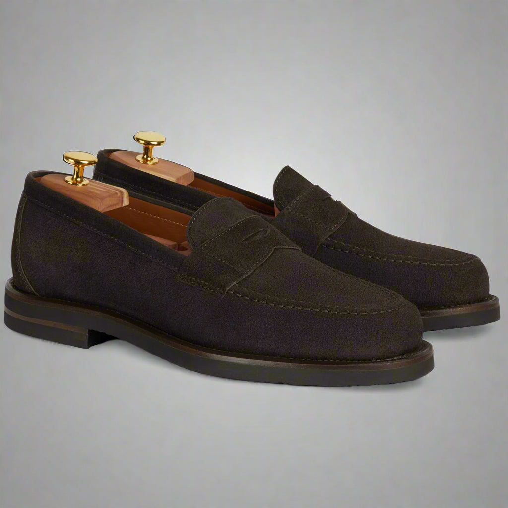 Vellano Harrowmere Greased Suede Penny Loafers