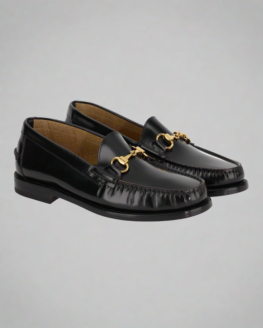 Vellano Black Bull Leather Loafers