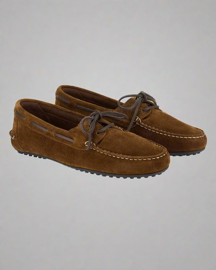 Vellano Branlow Suede Moccasins in Tobacco Brown