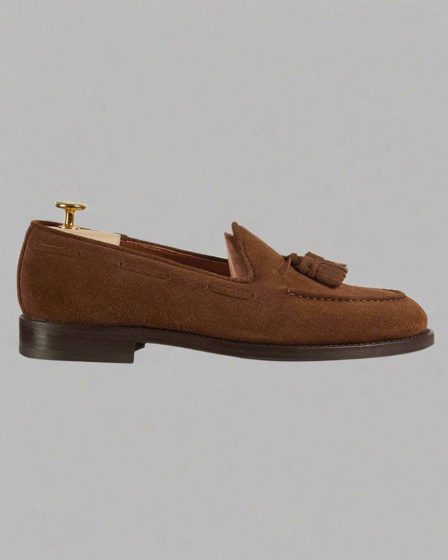 Vellano Halverton Tobacco Brown Suede Tassel Loafers