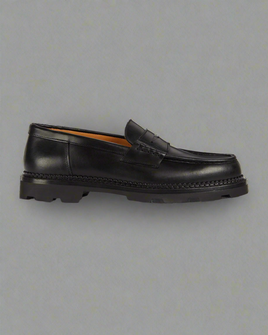 Vellano Stonewyld Lug Sole Penny Loafers Black
