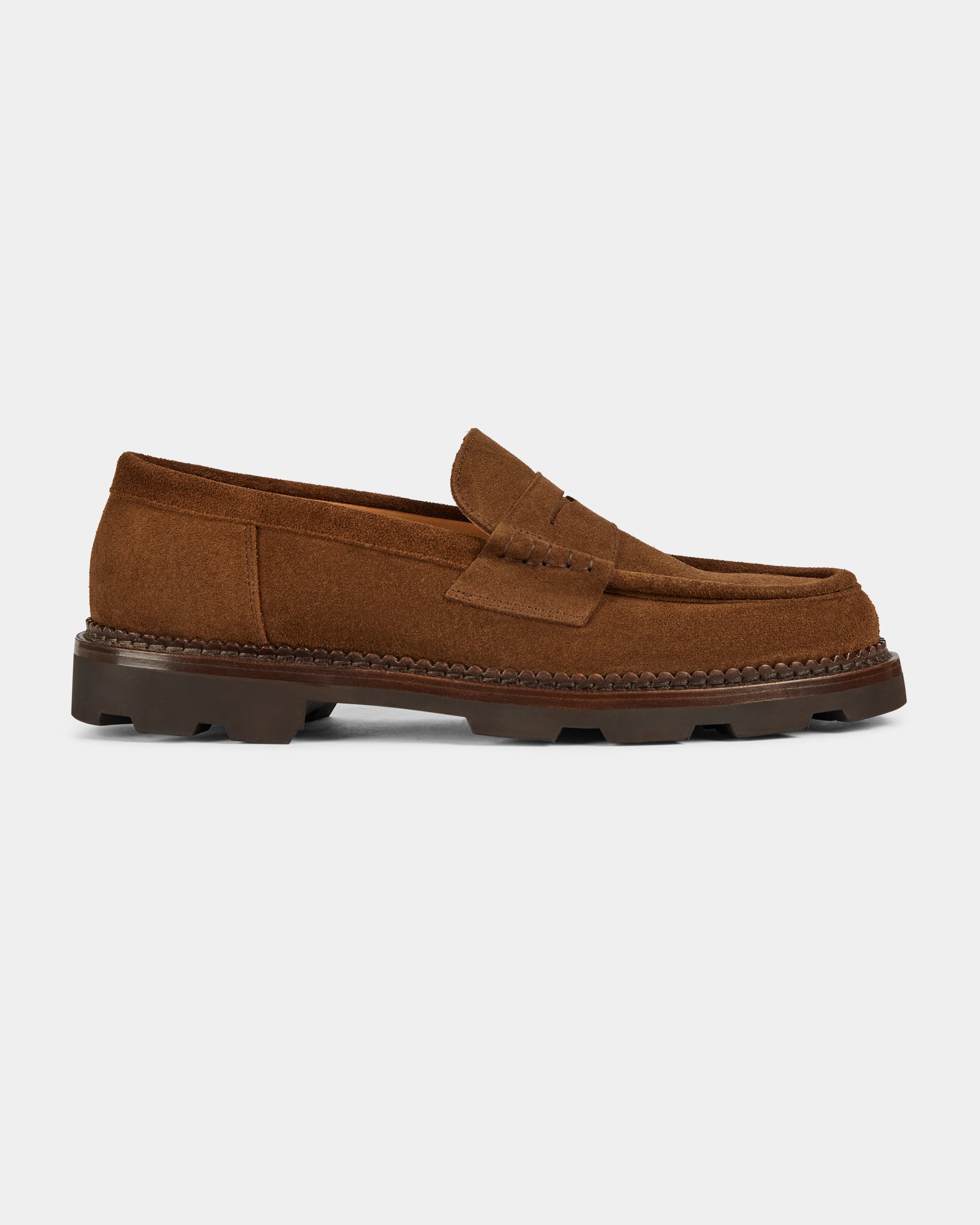 Vellano Stonewyld Suede Penny Loafers Tobacco Brown