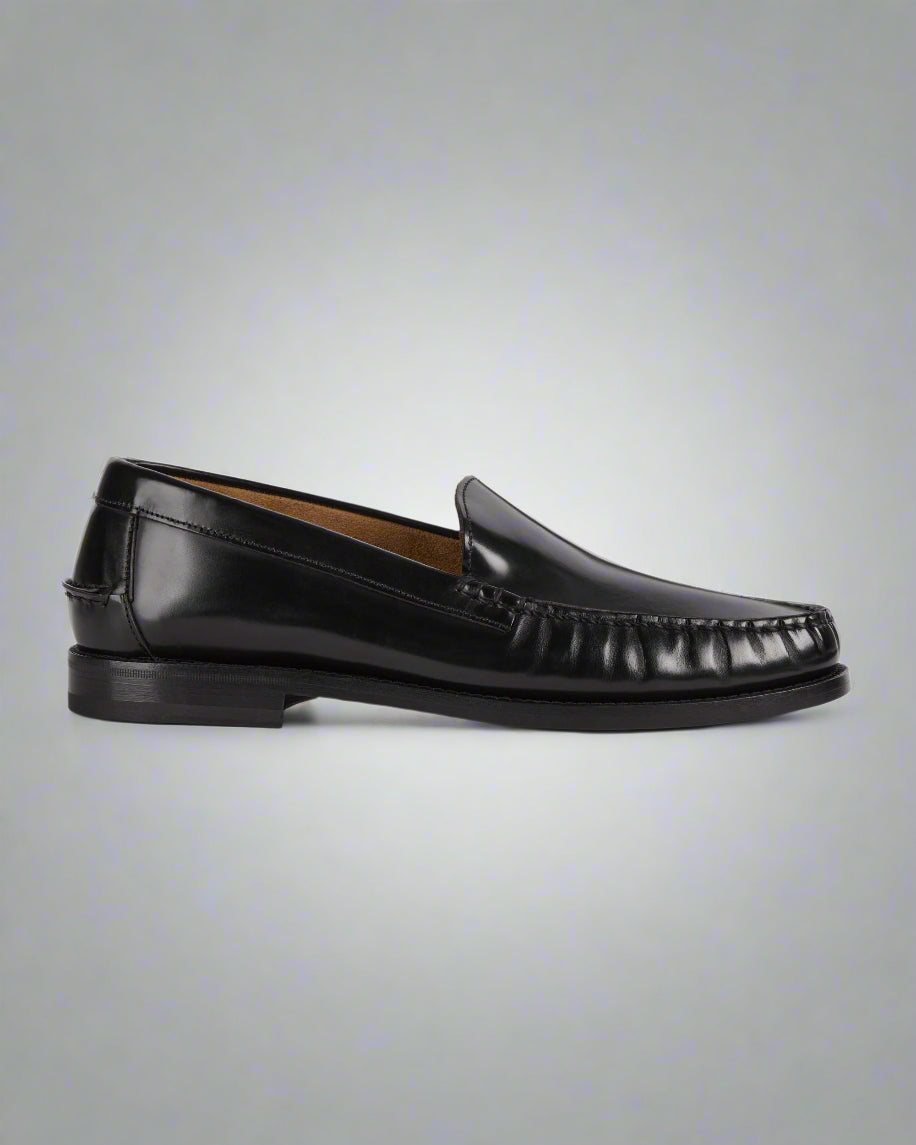 Vellano Harrowmere Abraded Black Leather Penny Loafers