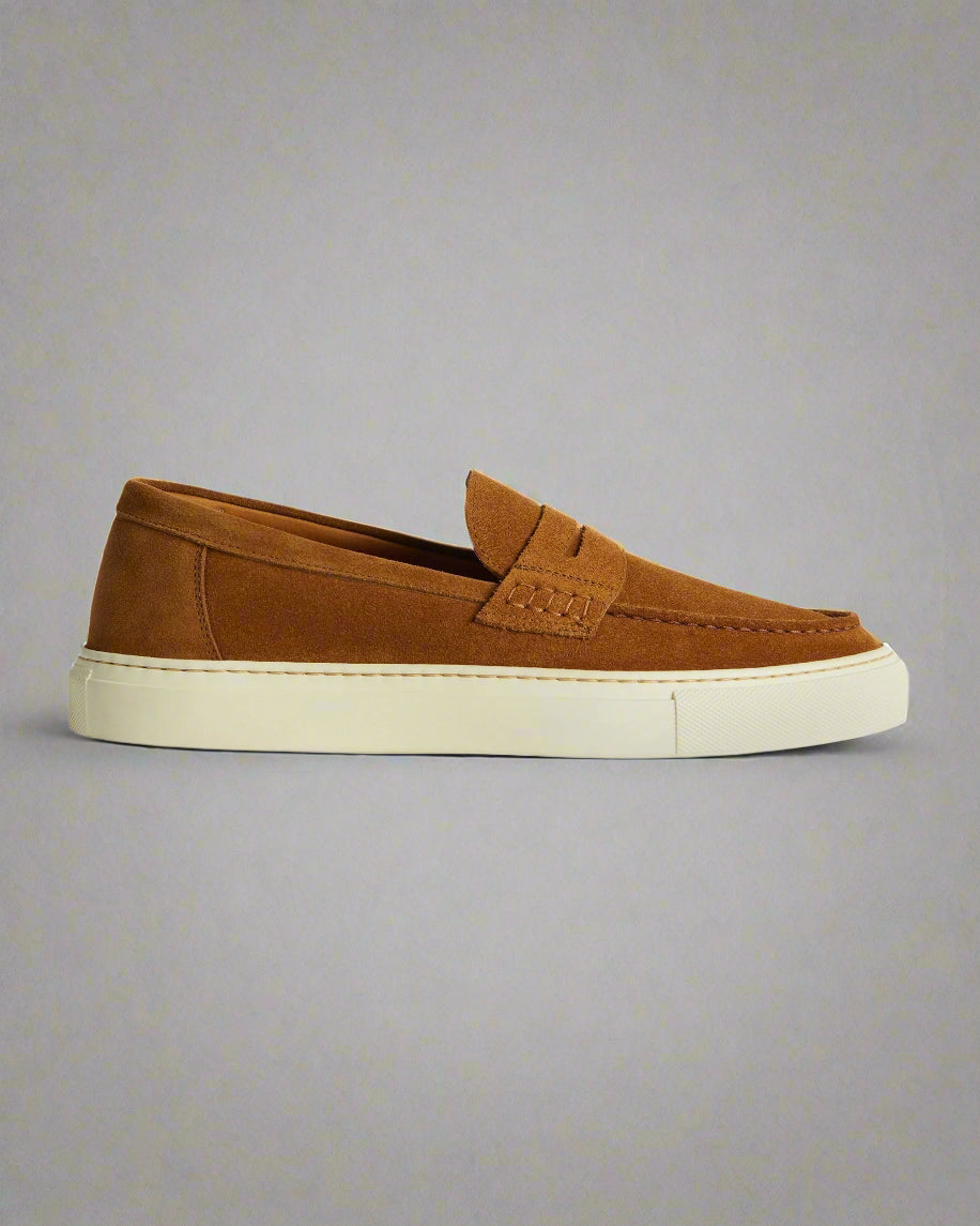 Vellano Marlewyn Suede Loafers in Tobacco Brown