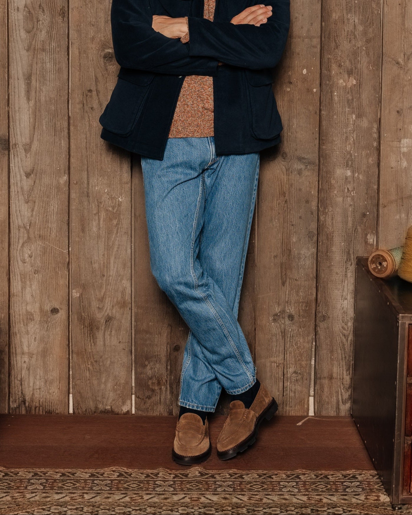Vellano Stonewyld Suede Penny Loafers Tobacco Brown