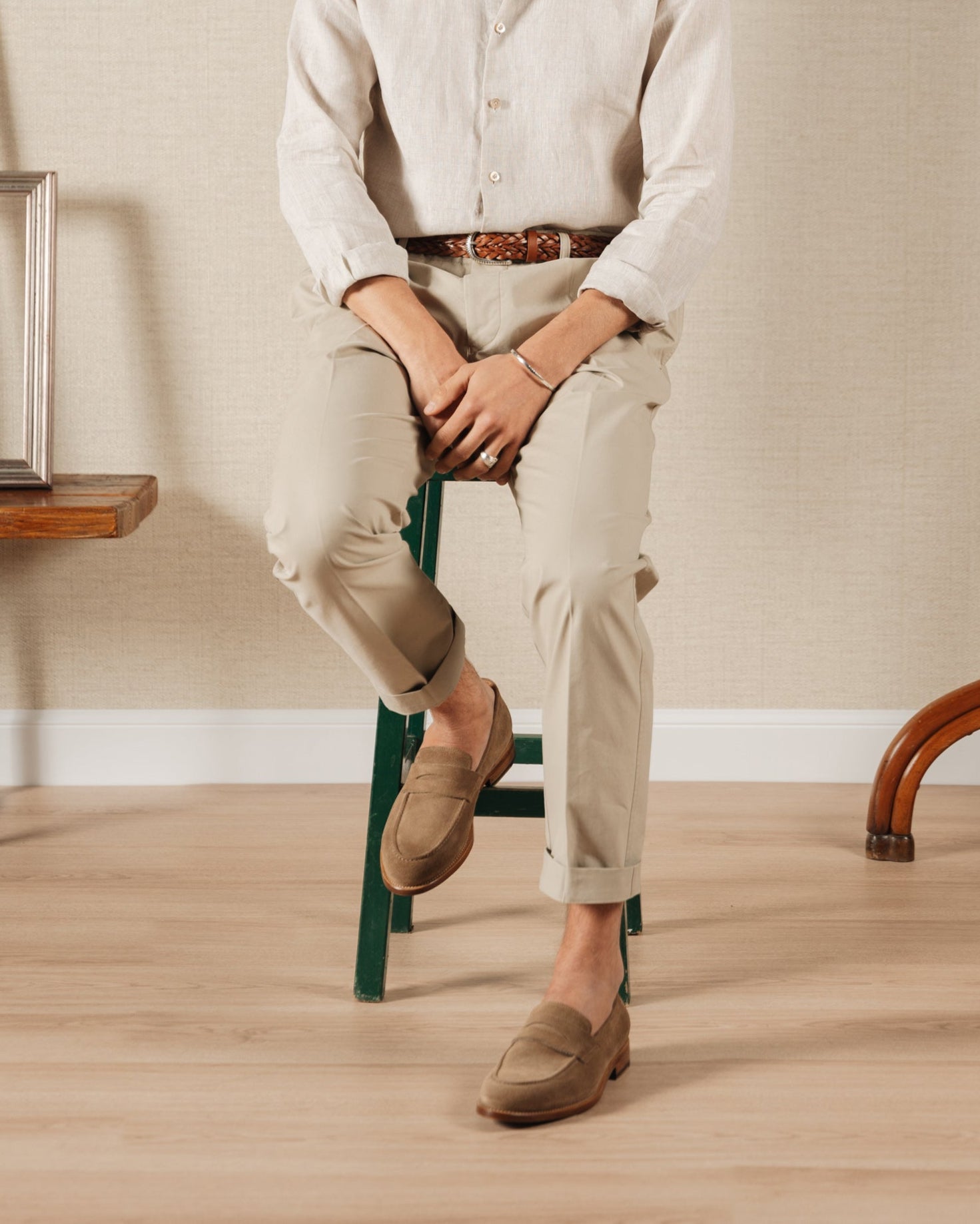 Vellano Harrowmere Sand Suede Penny Loafers