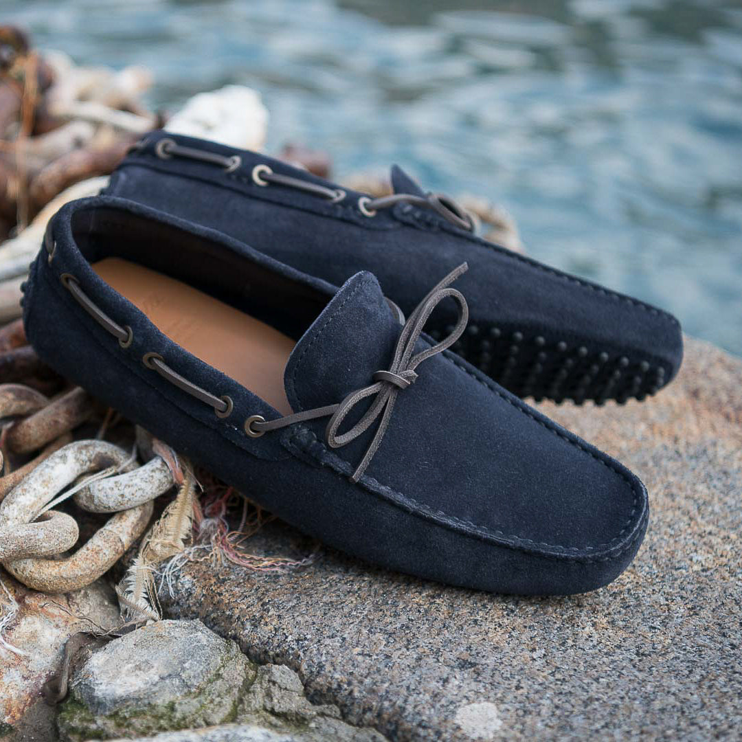 Vellano Eldwynd Two Tone Waterproof Suede Moccasins in Blue