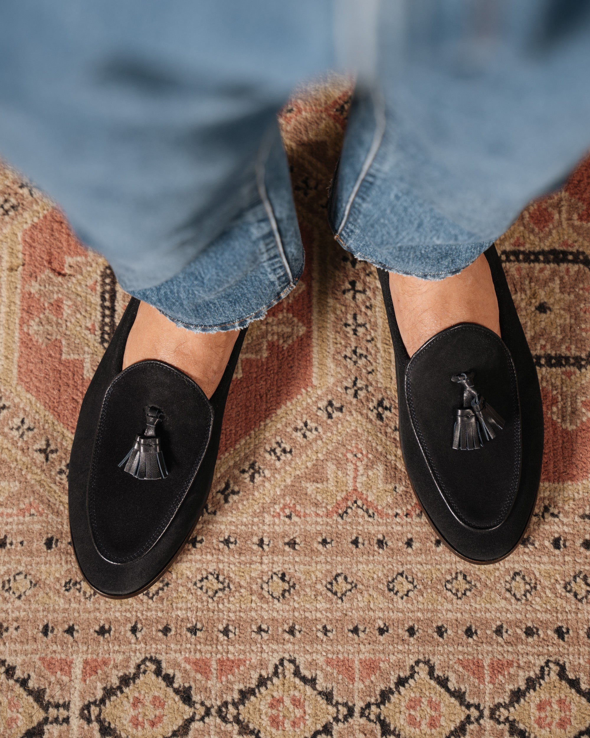 Vellano Bellagio Black Suede Loafers