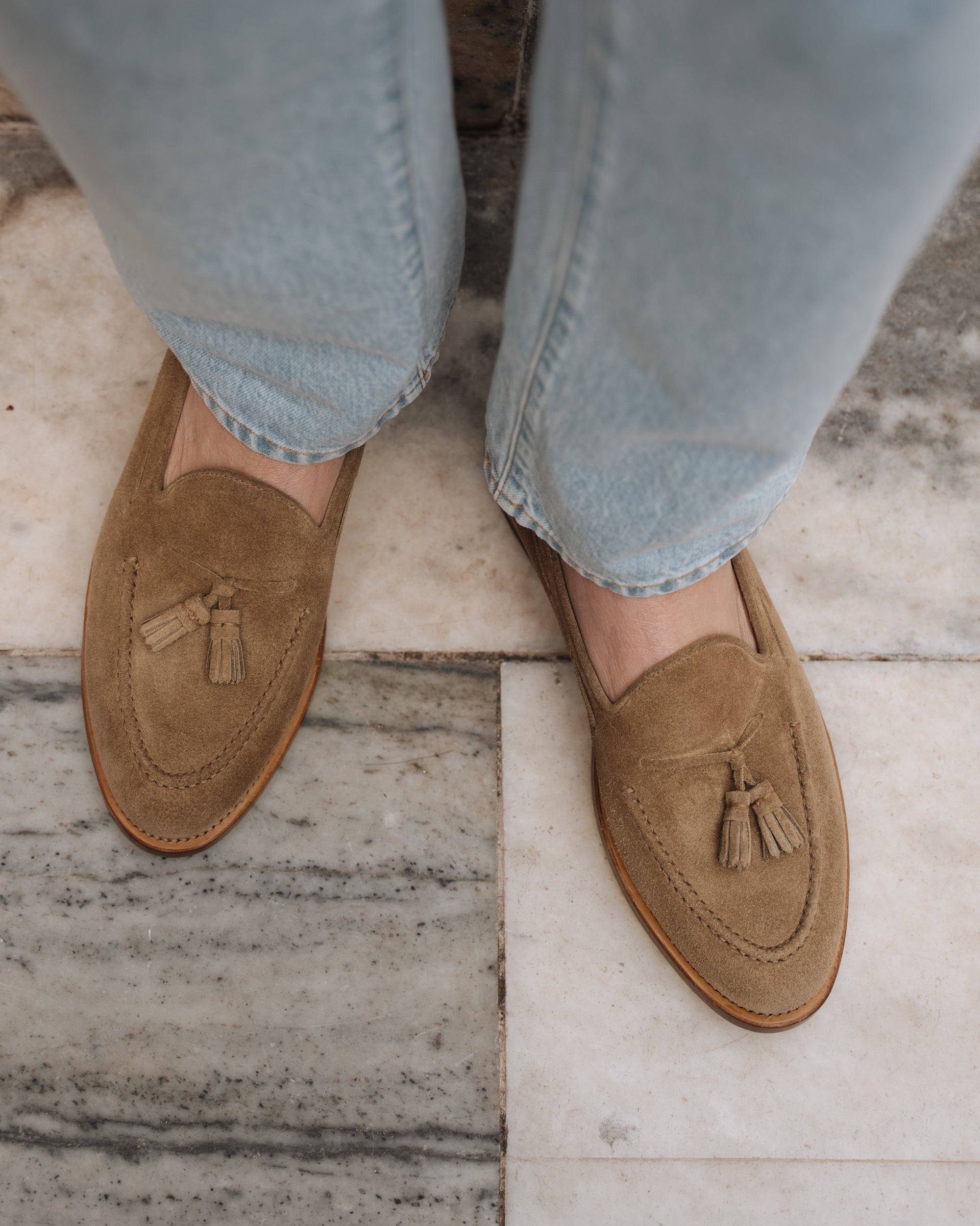 Vellano Halverton Sand Beige Suede Tassel Loafers