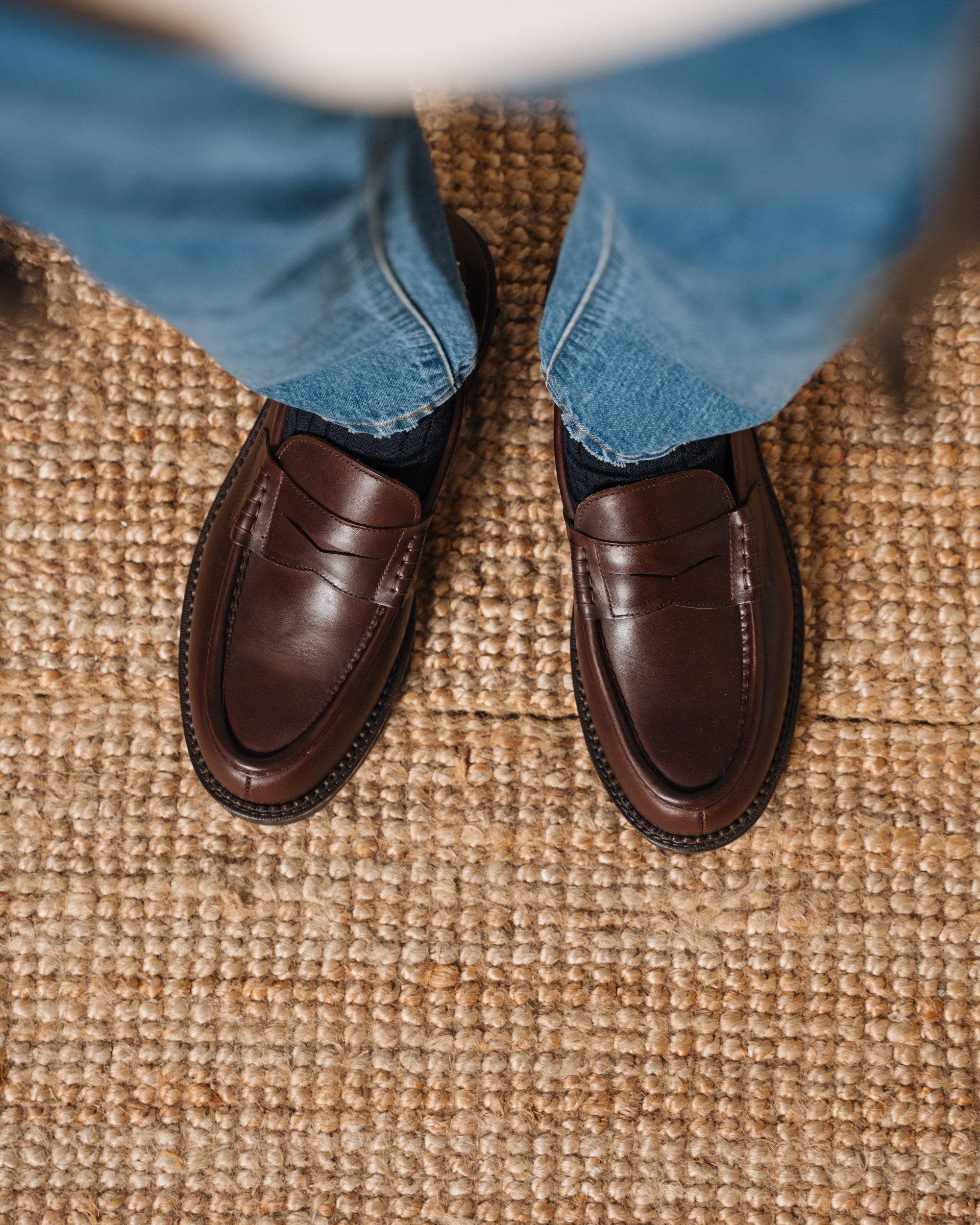 Vellano Stonewyld Lug Sole Penny Loafers Dark Brown