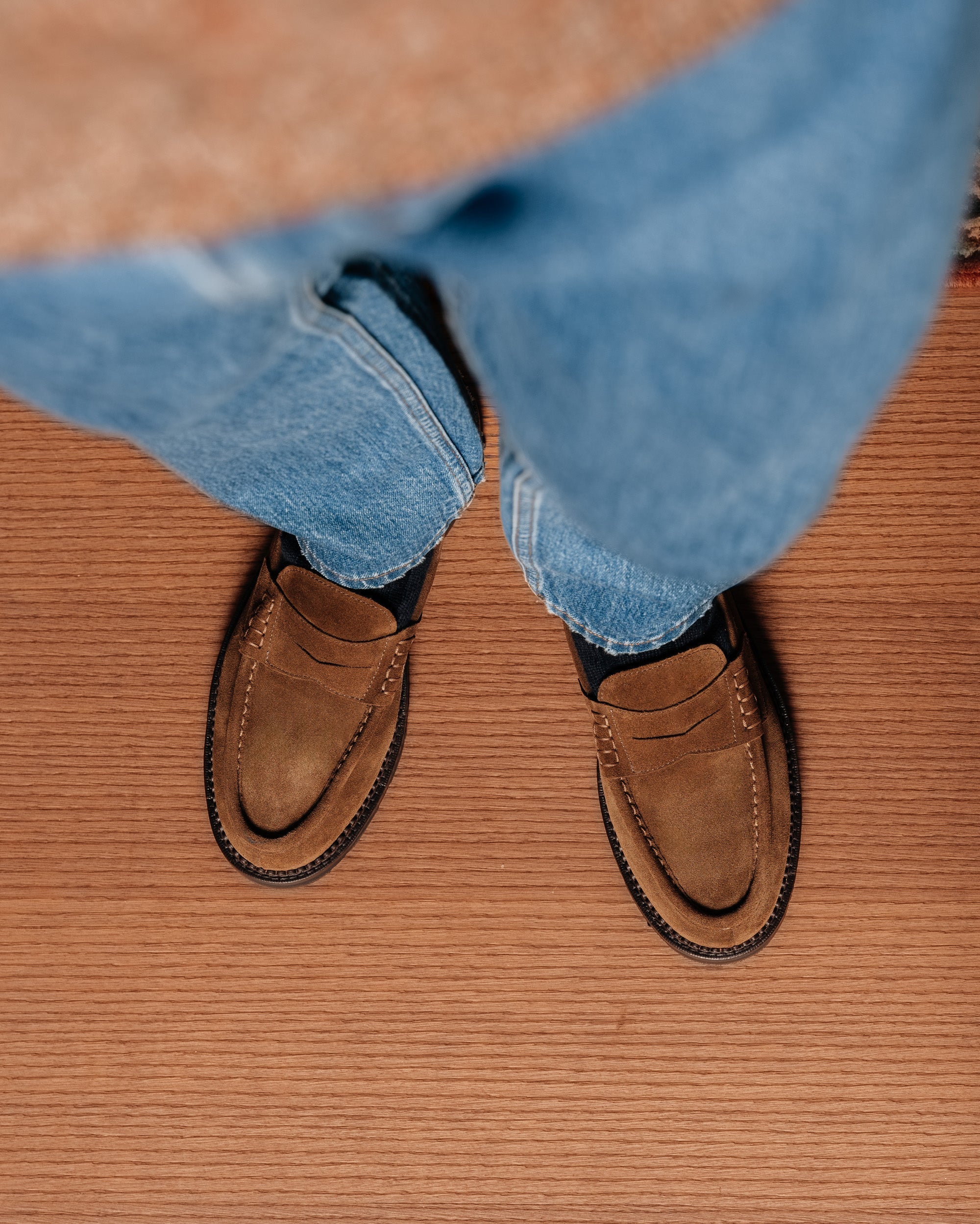 Vellano Stonewyld Suede Penny Loafers Tobacco Brown