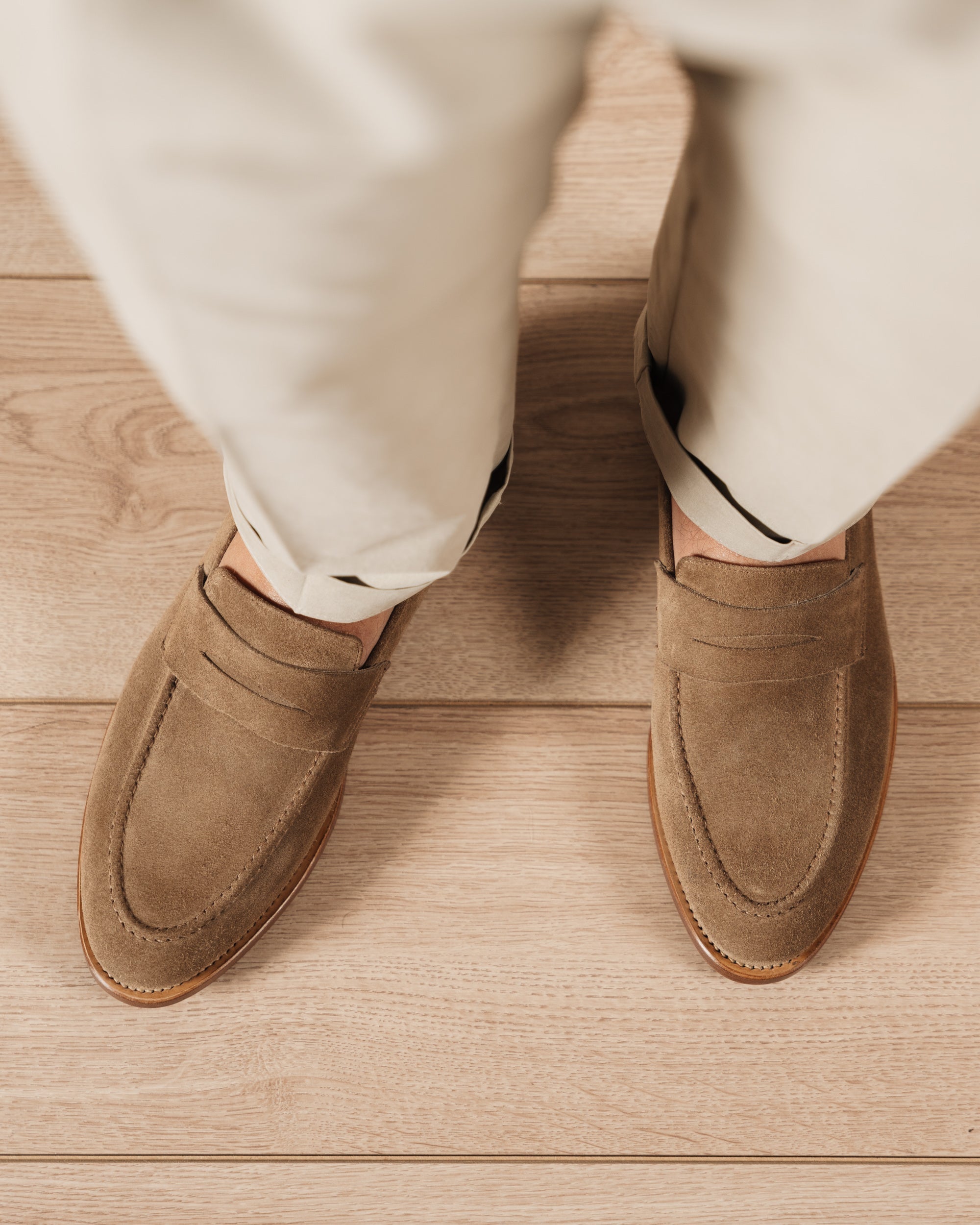 Vellano Harrowmere Sand Suede Penny Loafers