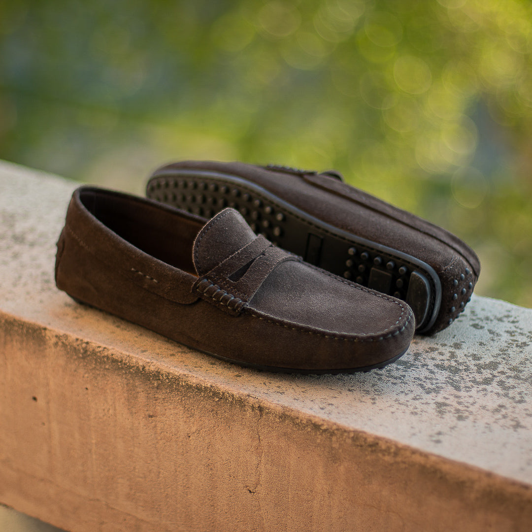 Vellano Eldwynd Dark Brown Suede Moccasins