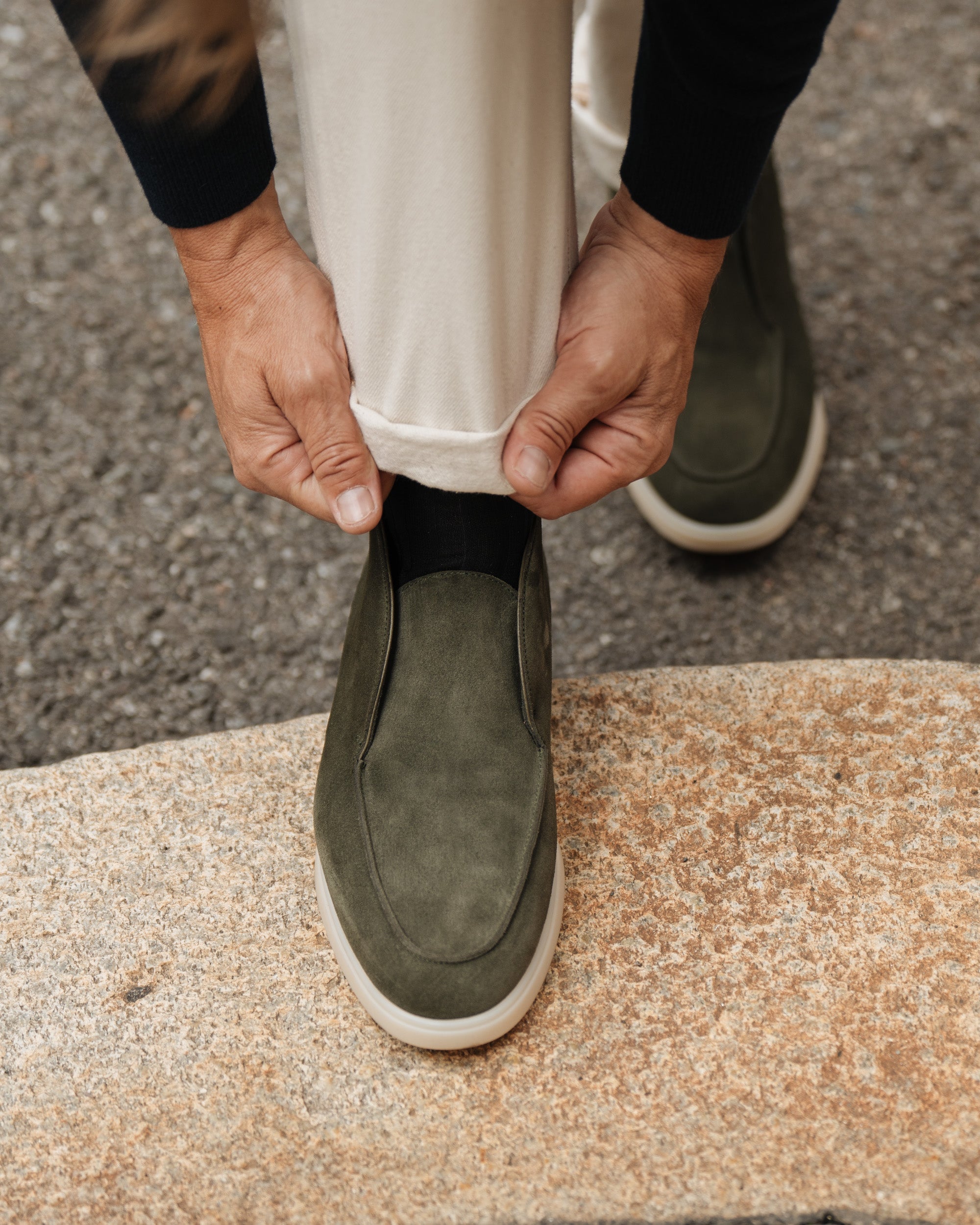 Vellano Bramleigh Green Suede Loafers