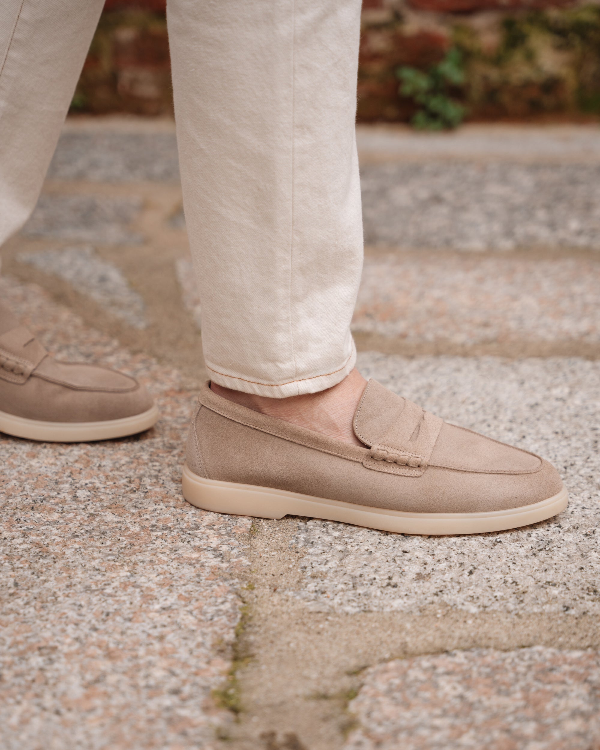 Vellano Ashmere Suede Loafers in Beige