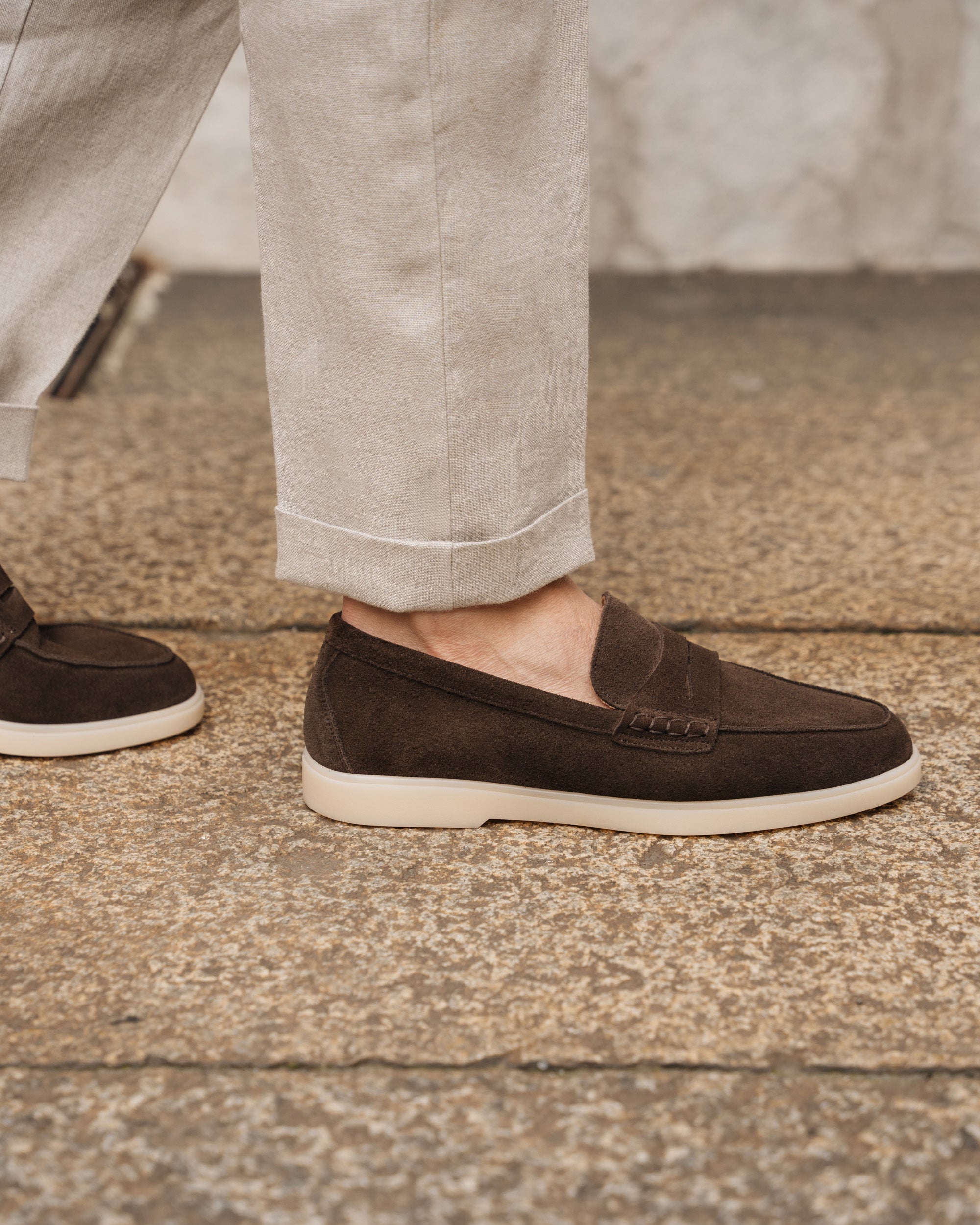 Vellano Ashmere Suede Loafers in Dark Brown