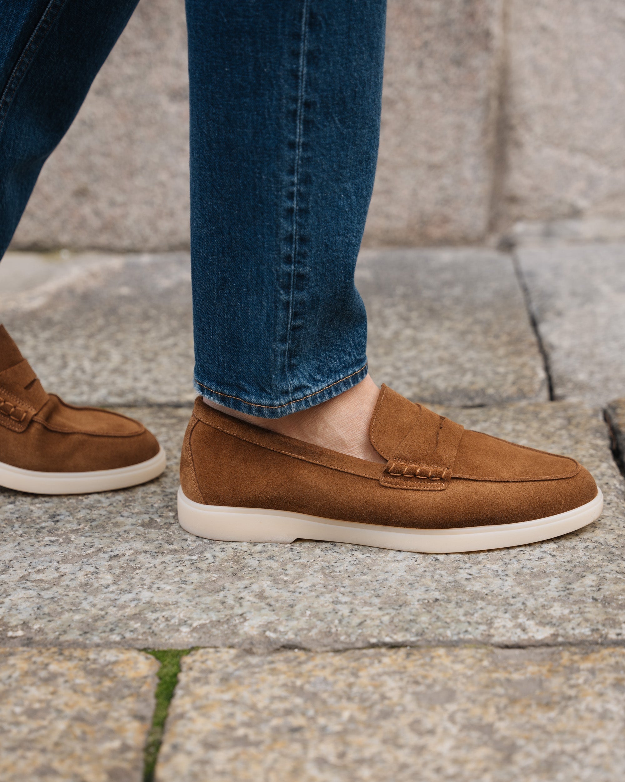 Vellano Ashmere Suede Loafers in Tobacco Brown