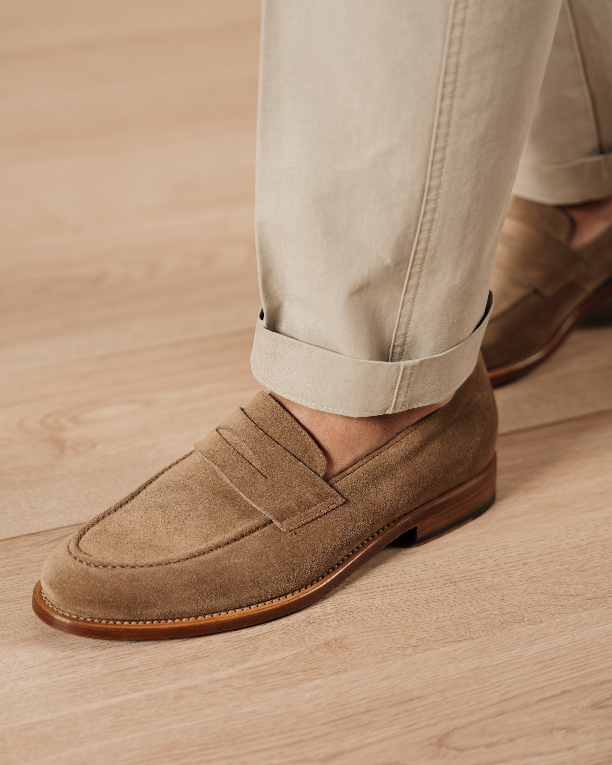 Vellano Harrowmere Sand Suede Penny Loafers