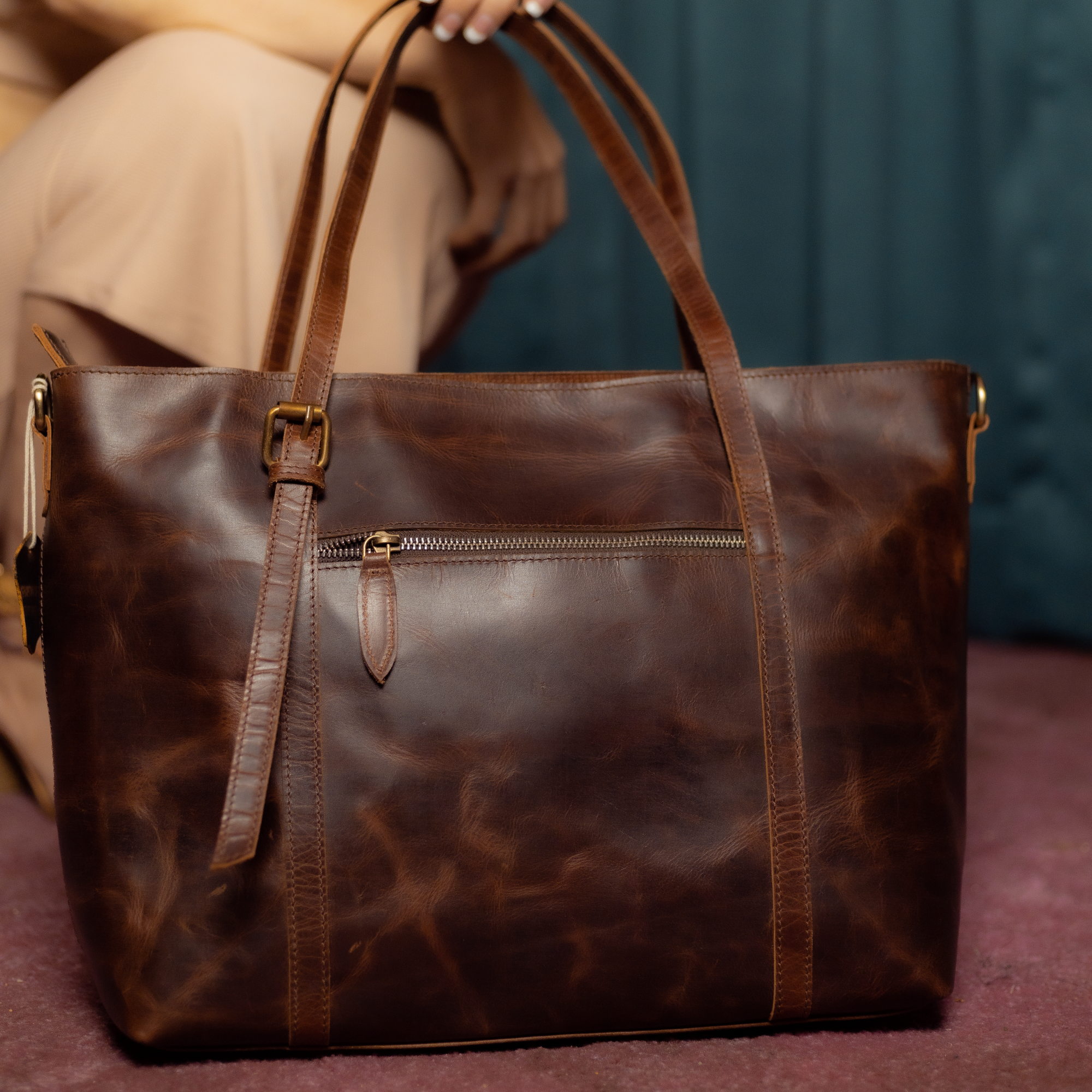 Vellano Long Leather Shoulder Satchel for Women