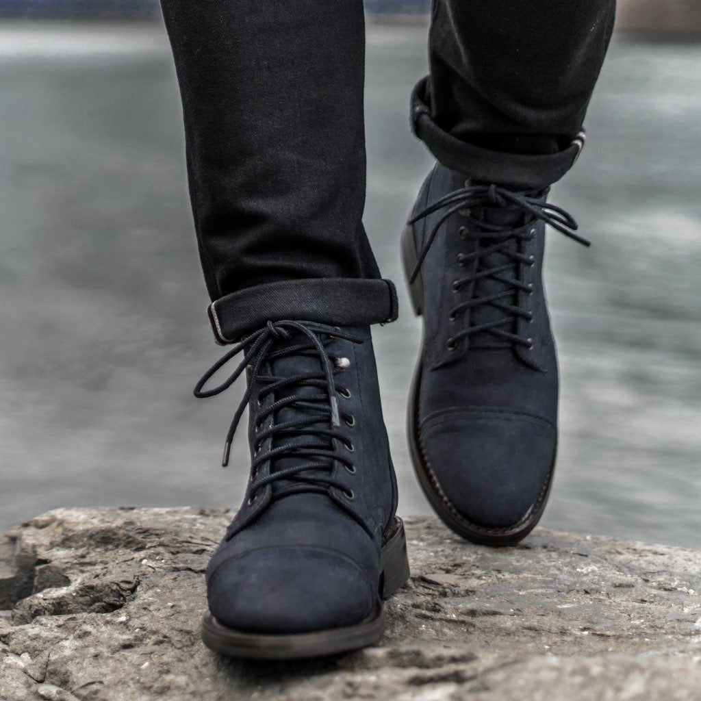 Vellano Frontier Goodyear Welt Lace-Up Leather Boot – Midnight Blue