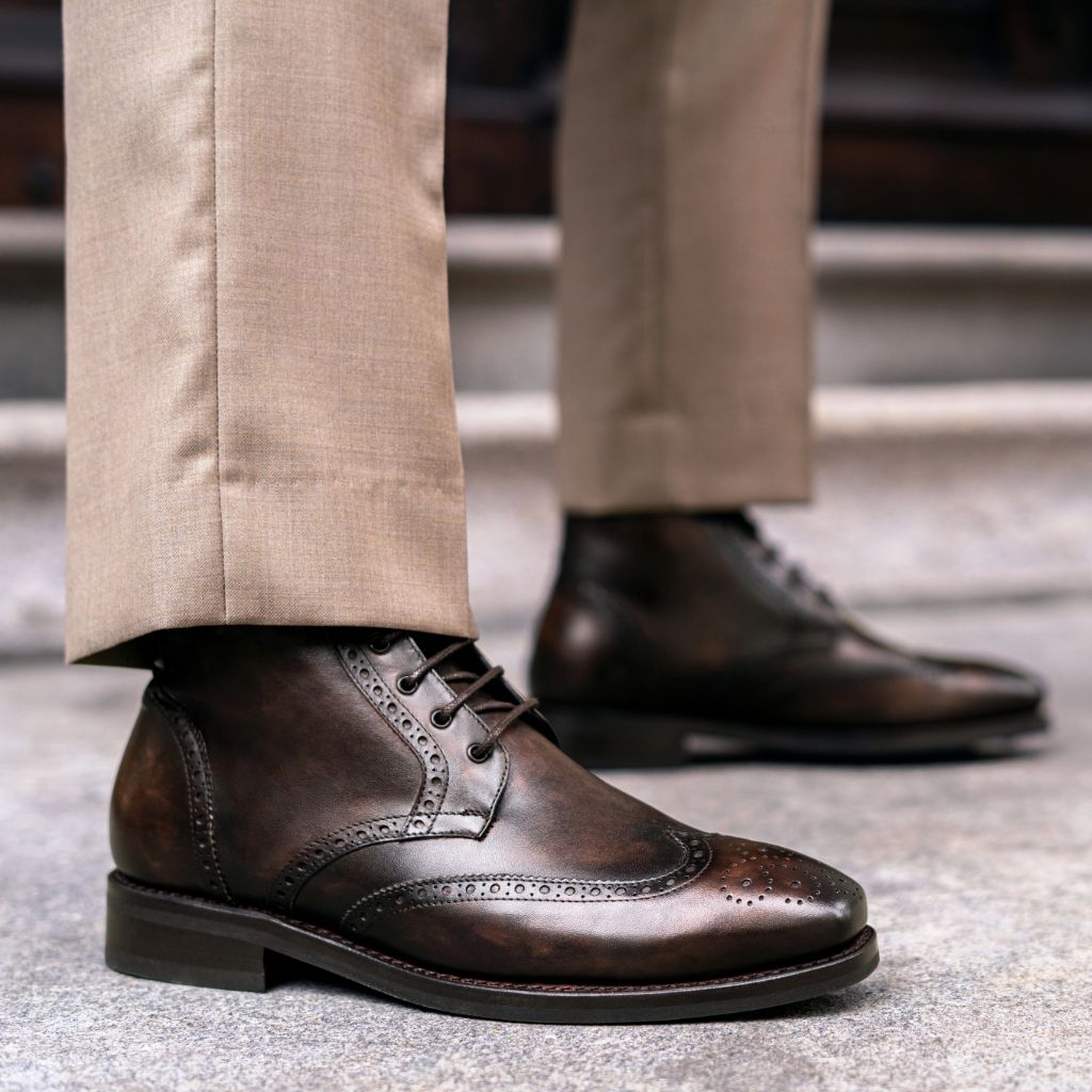 Vellano Wellington Goodyear Welt Brogue Boot – Dark Oakwood