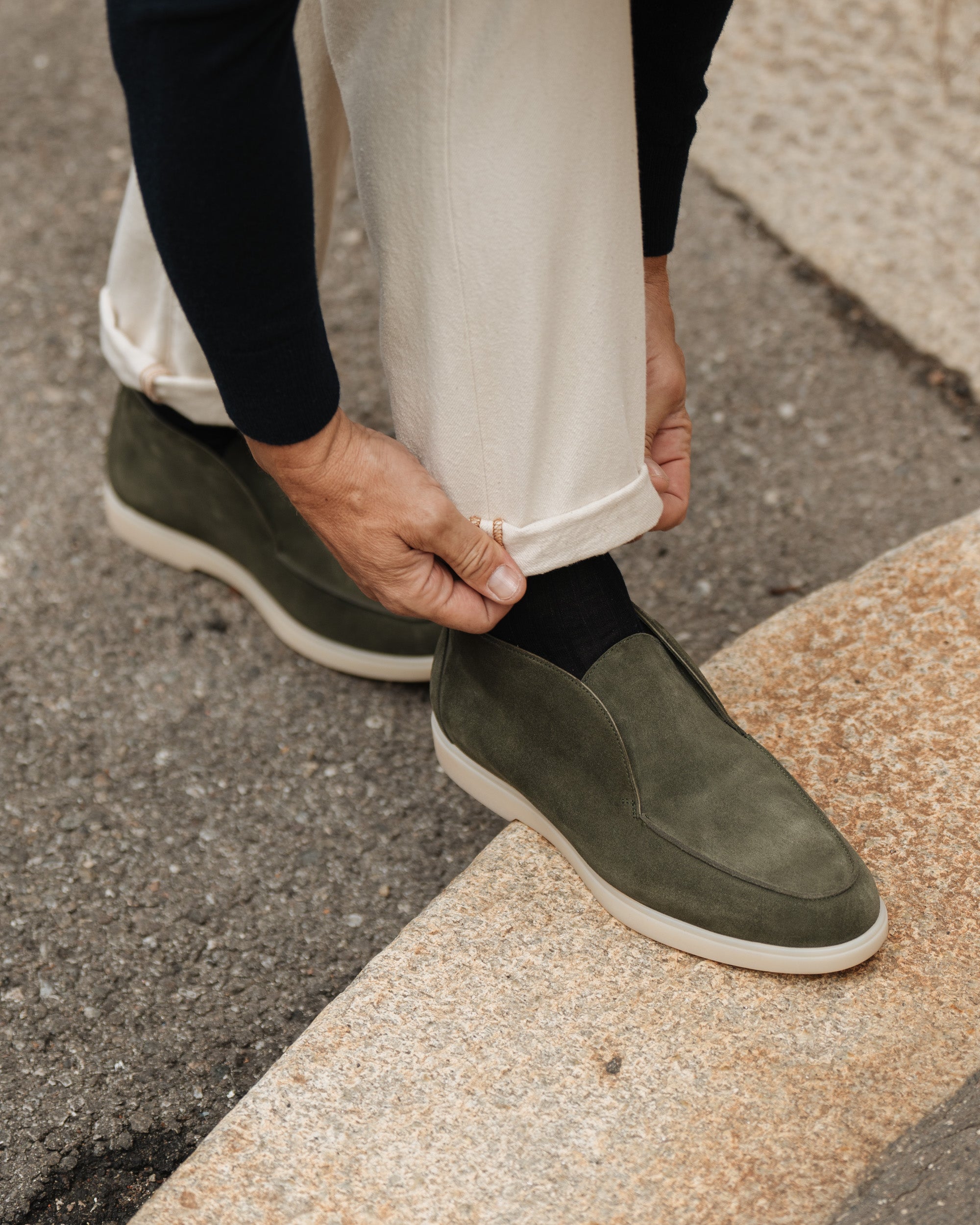 Vellano Bramleigh Green Suede Loafers