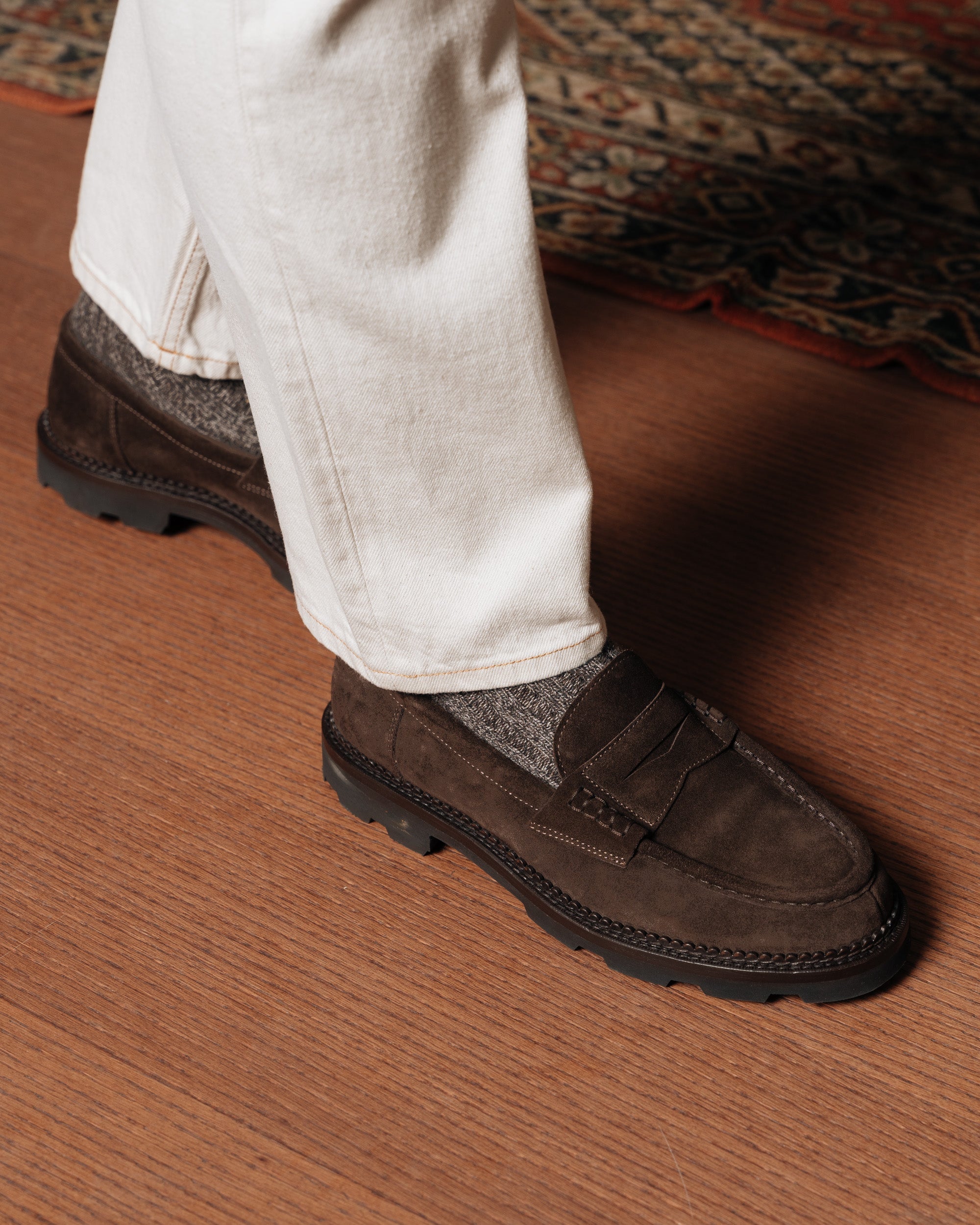 Vellano Ashmere Suede Penny Loafers Dark Brown