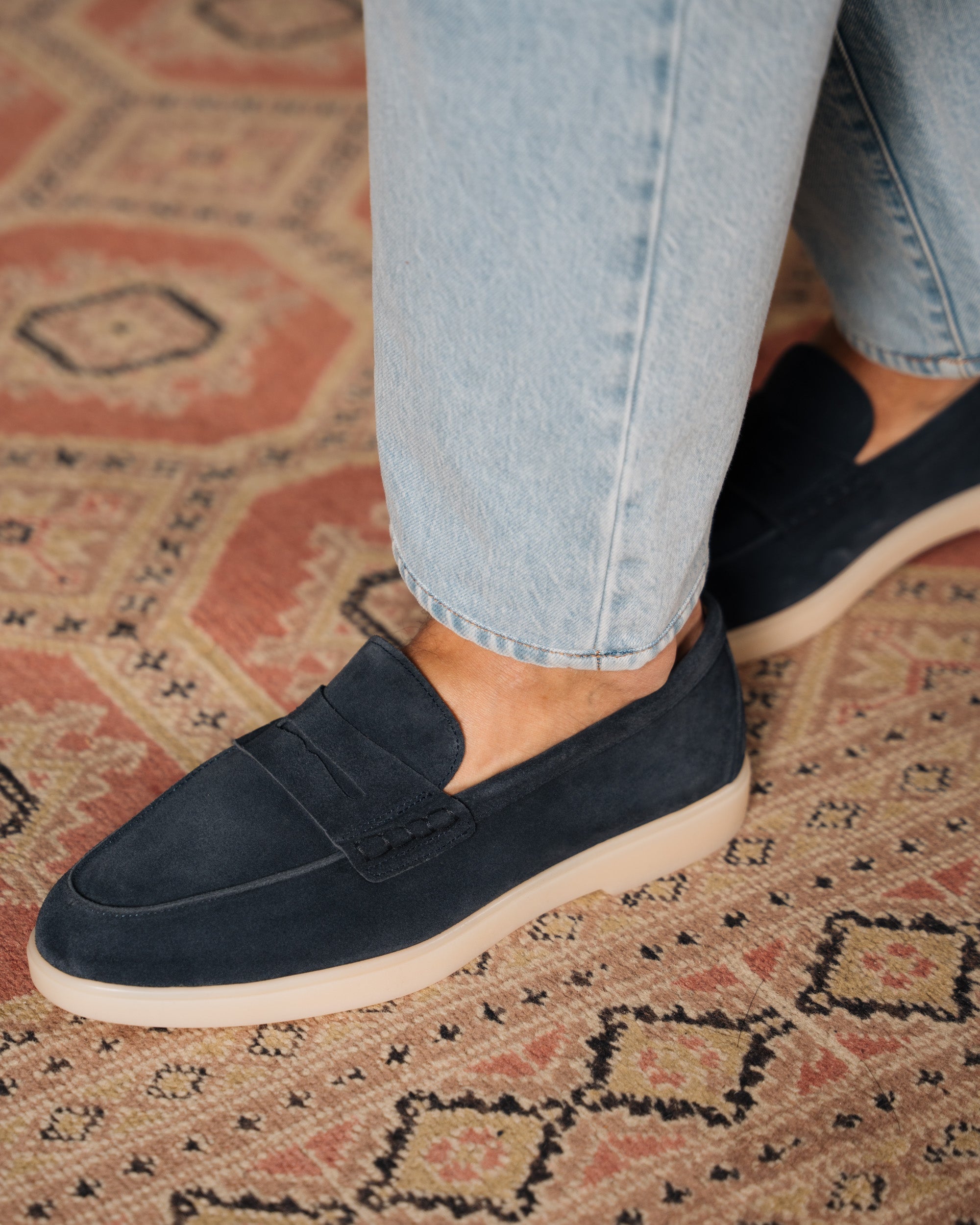 Vellano Ashmere Suede Loafers in Blue