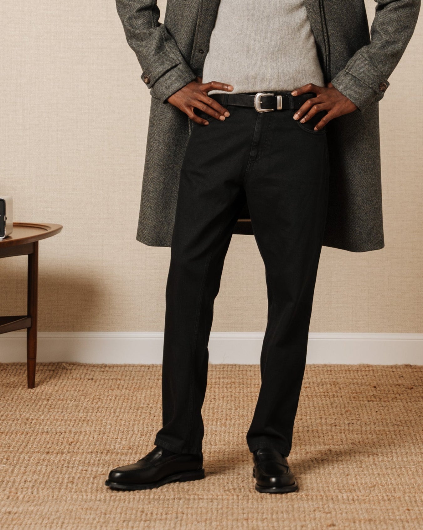 Vellano Harrowmere Greased Leather Penny Loafers Black