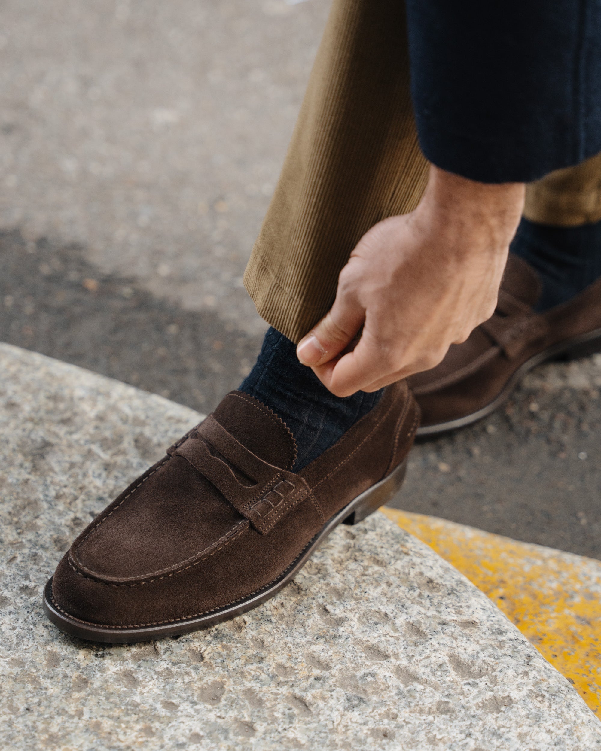 Vellano Harrowmere Dark Brown Suede Penny Loafers