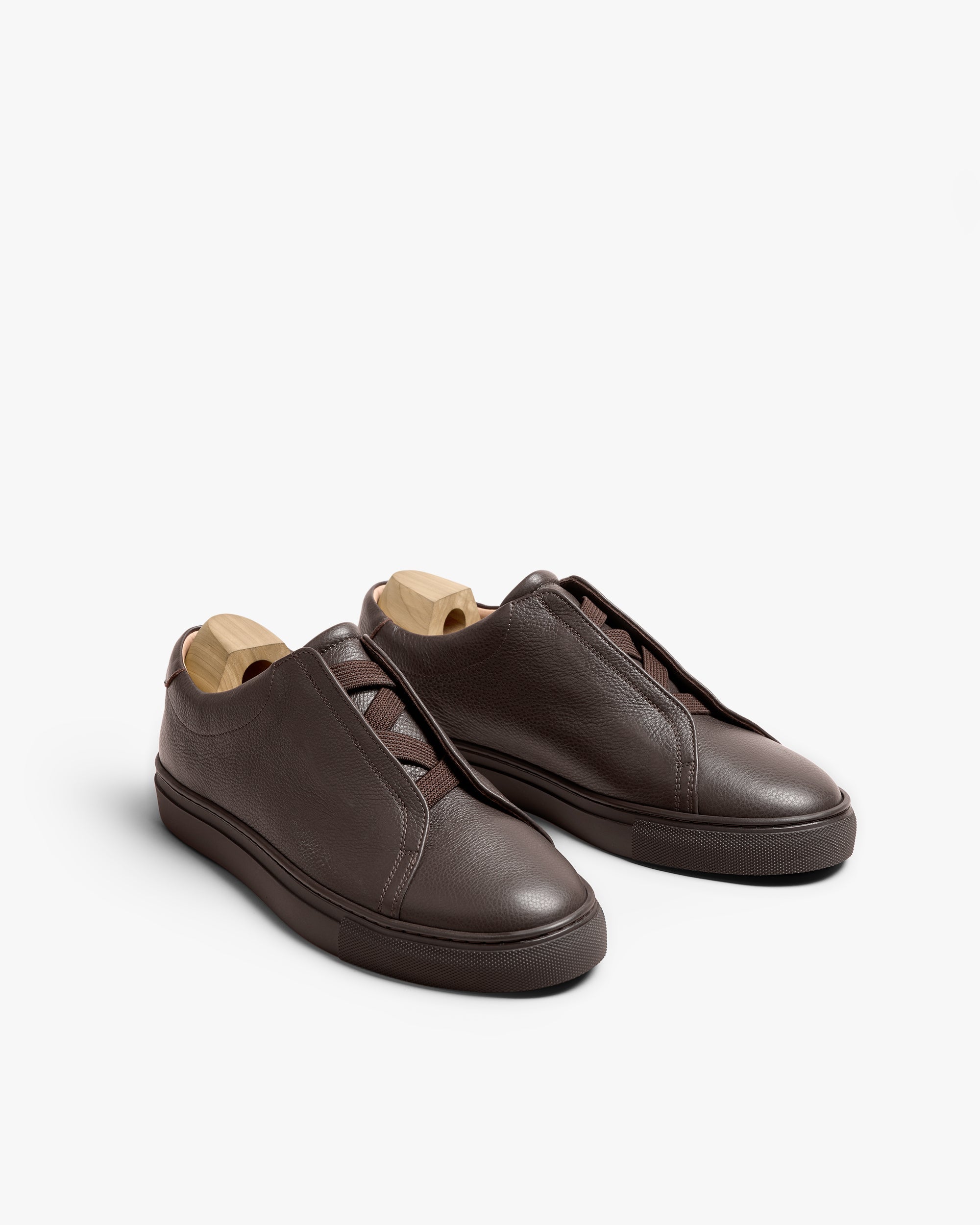 Vellano Alno Dark Brown Grain Leather Sneakers