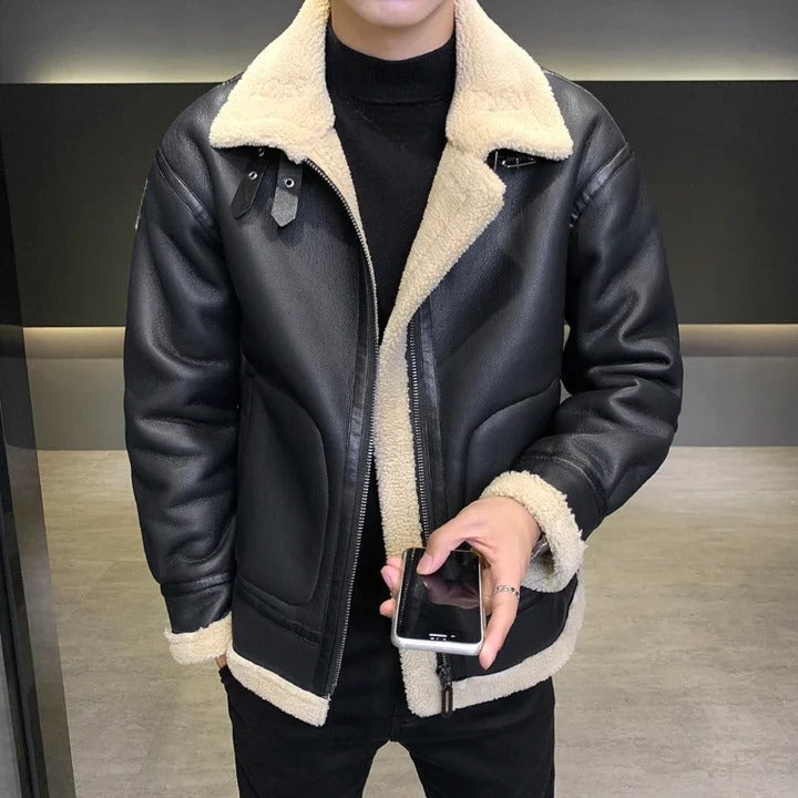 Vellano Vintage Black Classic Leather Jacket