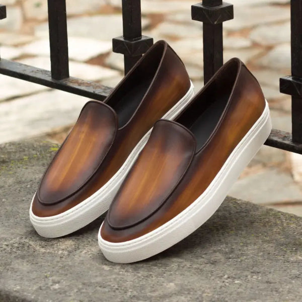 Vellano Martin Cognac Wood Texture Belgian Sneaker