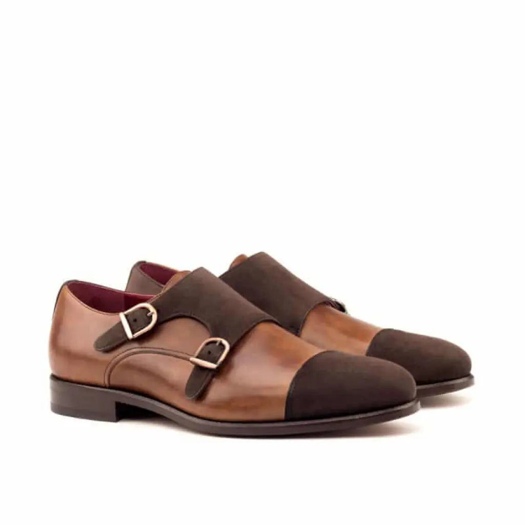 Vellano Brown Crust Suede Double Monk Shoe
