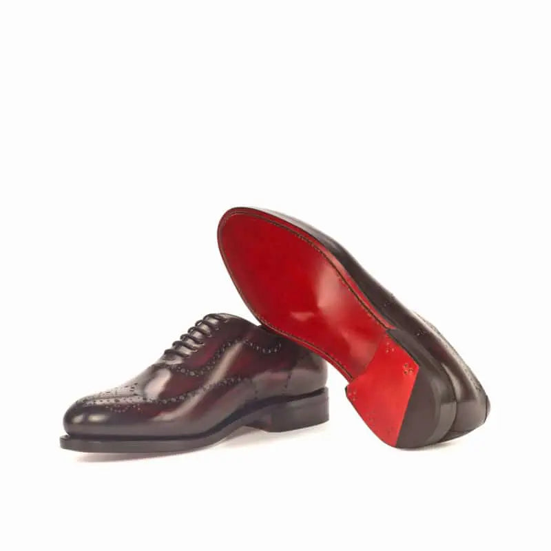 Vellano Burgundy Black Brogue Wholecut Derby Shoe