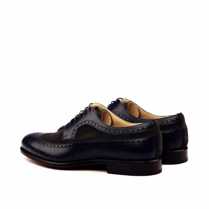 Vellano Black Suede Longwing Brogue Shoe