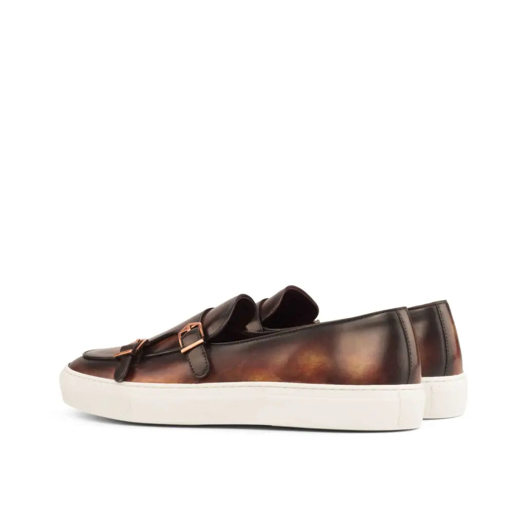 Vellano Alexander Cognac Earth Brown Texture Monk Strap Sneaker