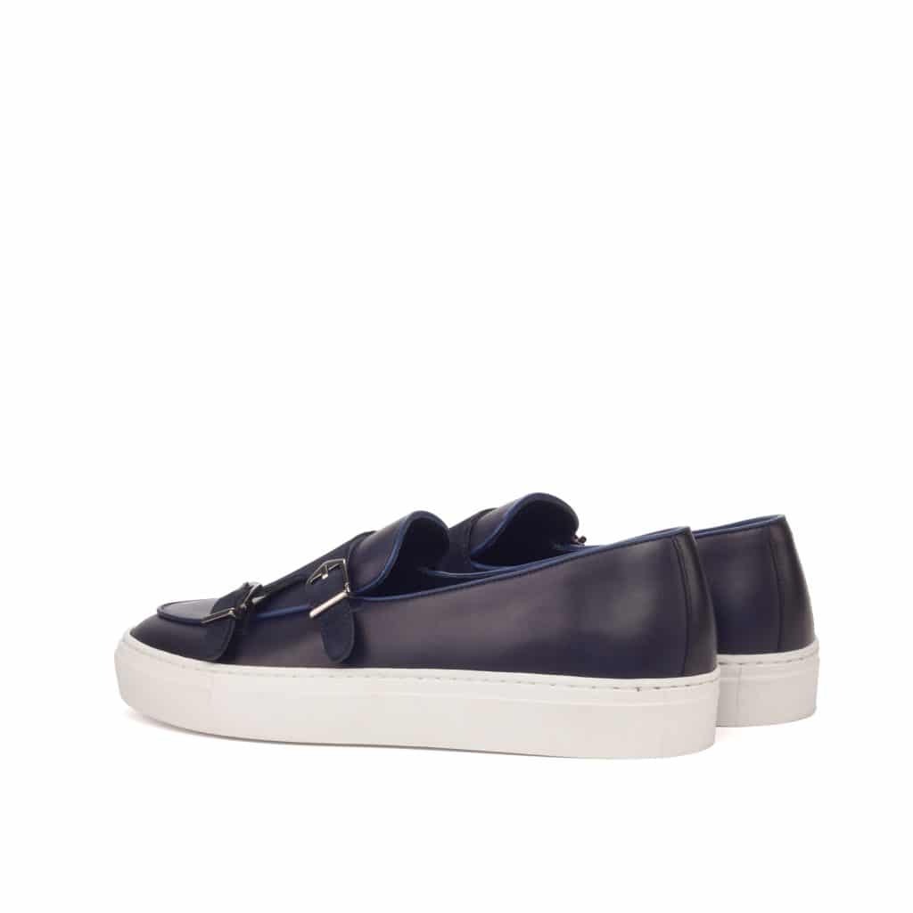 Vellano John Black Leather Suede Monk Strap Sneaker