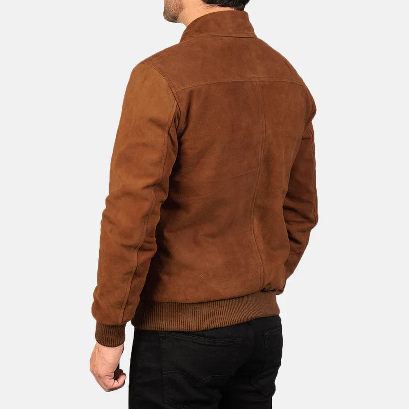 Vellano Tomchi Tan Suede Bomber Jacket