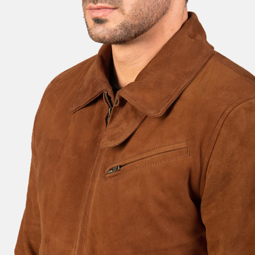 Vellano Tomchi Tan Suede Bomber Jacket